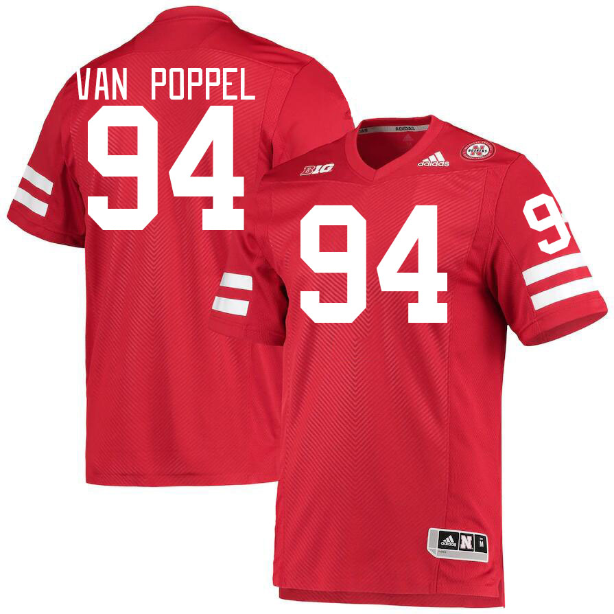 Men #94 Riley Van Poppel Nebraska Cornhuskers College Football Jerseys Stitched Sale-Red